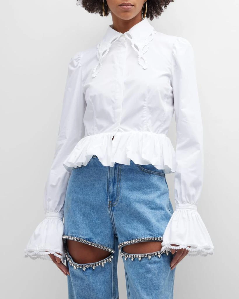 商品Paco Rabanne|Scalloped Embroidery Peplum Shirt,价格¥3982,第1张图片