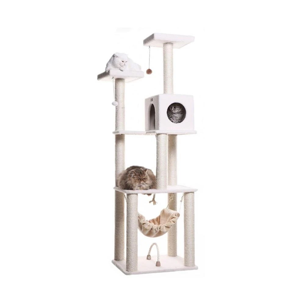 商品Macy's|Real Wood 4-Level Cat Tree, With Swing, Hammock, Condo & Perch,价格¥2262,第1张图片