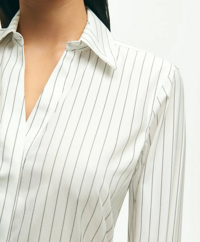 商品Brooks Brothers|Fitted Stretch Supima® Cotton Non-Iron Striped Dress Shirt,价格¥650,第2张图片详细描述