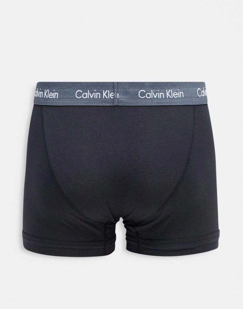 商品Calvin Klein|Calvin Klein 3-pack trunks in black with contrast colour waistbands,价格¥406,第3张图片详细描述