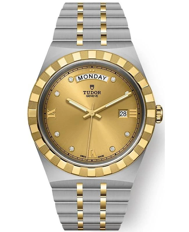 商品Tudor|Tudor Royal Champagne Diamond Dial Stainless Steel and Yellow Gold Unisex Watch M28603-0006,价格¥35318,第1张图片