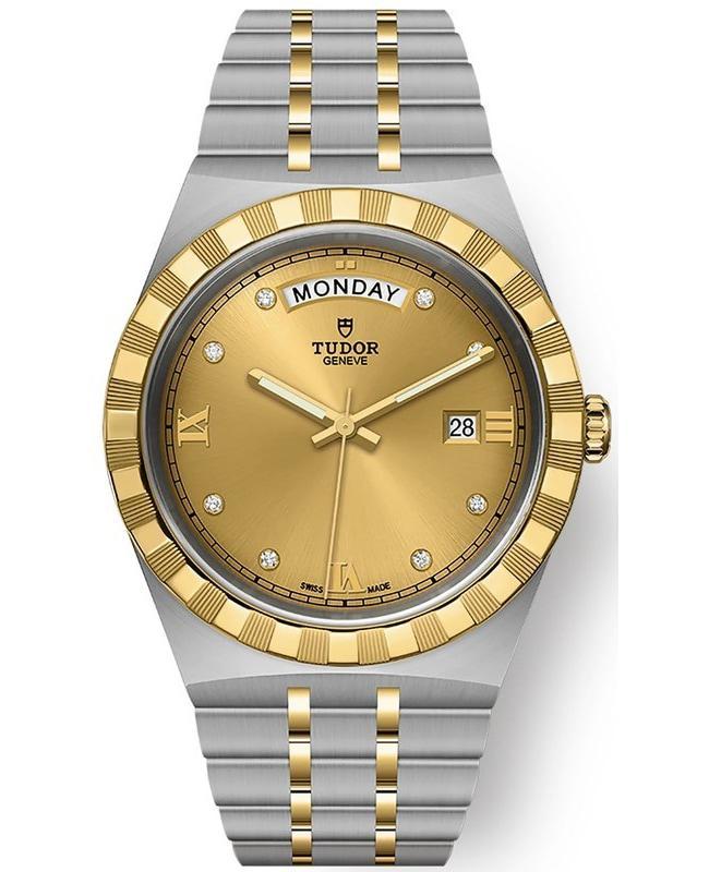 商品Tudor|Tudor Royal Champagne Diamond Dial Stainless Steel and Yellow Gold Unisex Watch M28603-0006,价格¥27805,第1张图片