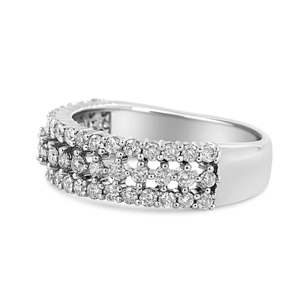 商品Haus of Brilliance|14K White Gold 1.0 Cttw Prong Set Round Diamond Split Shank Three Row Band Ring,价格¥11614,第3张图片详细描述