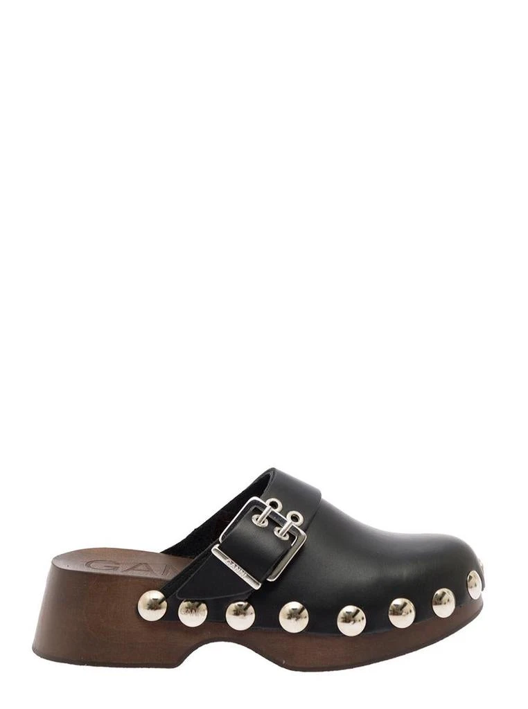 商品Ganni|Retro Black Leather Clogs  with Studs Ganni Woman,价格¥1903,第1张图片