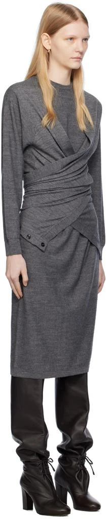 商品Lemaire|SSENSE Exclusive Gray Trompe L'Œil Midi Dress,价格¥2573,第2张图片详细描述