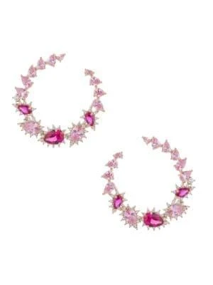 商品Eye Candy LA|The Luxe Roman Goldtone & Crystal Hoop Earrings,价格¥343,第1张图片