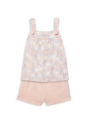 商品Calvin Klein|Little Girl’s 2-Piece Floral Button Tank & Shorts Set,价格¥120,第1张图片