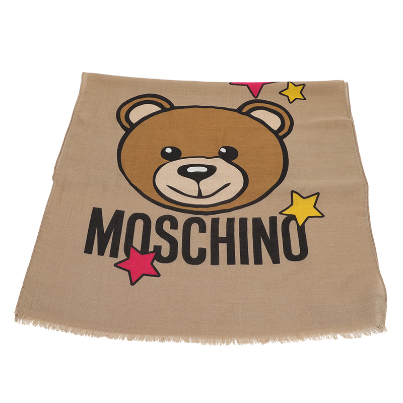 MOSCHINO/莫斯奇诺女士黑色小熊头像logo款羊毛围巾03330M2529 002商品第12张图片规格展示