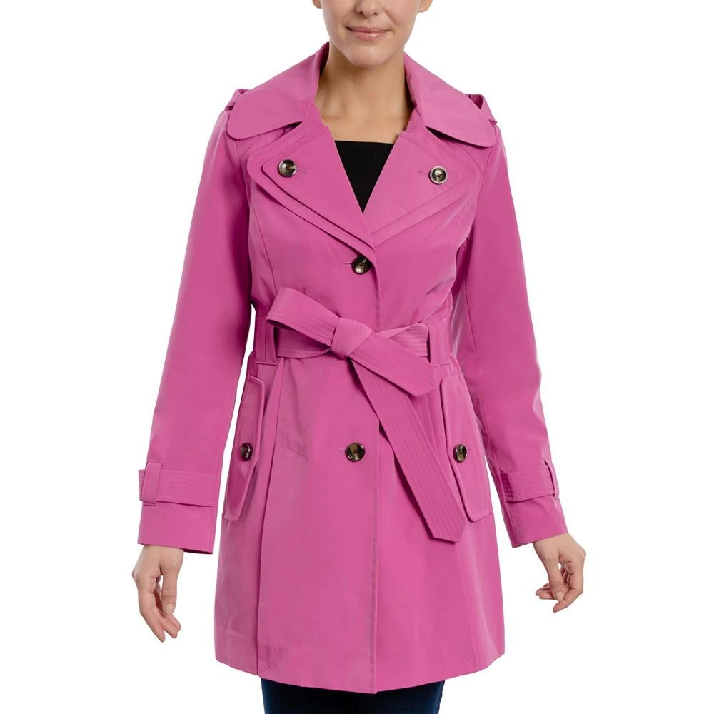 商品London Fog|Petite Single-Breasted Notched-Collar Belted Raincoat,价格¥1265,第1张图片