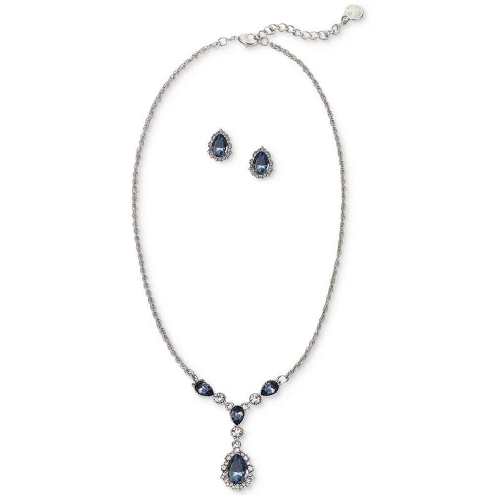 Silver-Tone Pear-Shape Crystal Lariat Necklace & Drop Earrings Set, Created for Macy's商品第1张图片规格展示