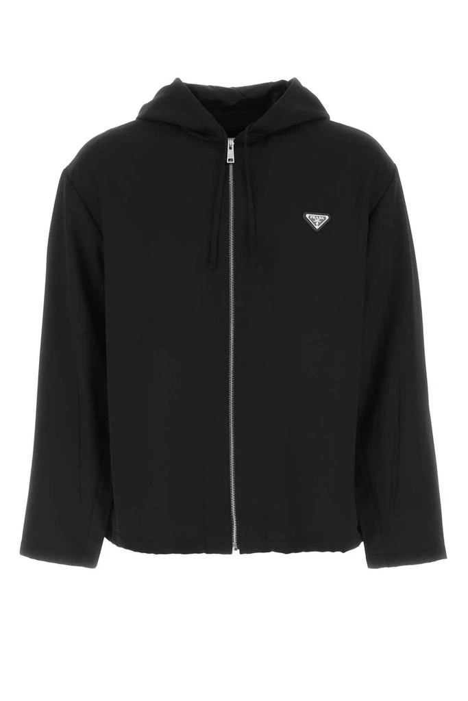 商品Prada|Prada Logo Plaque Zip-Up Drawstring Jacket,价格¥10692,第1张图片