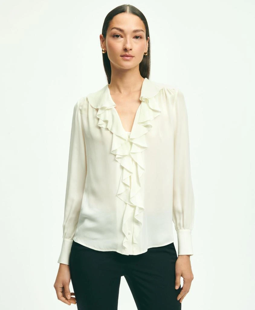 商品Brooks Brothers|Silk Georgette Ruffled Blouse,价格¥1234,第1张图片