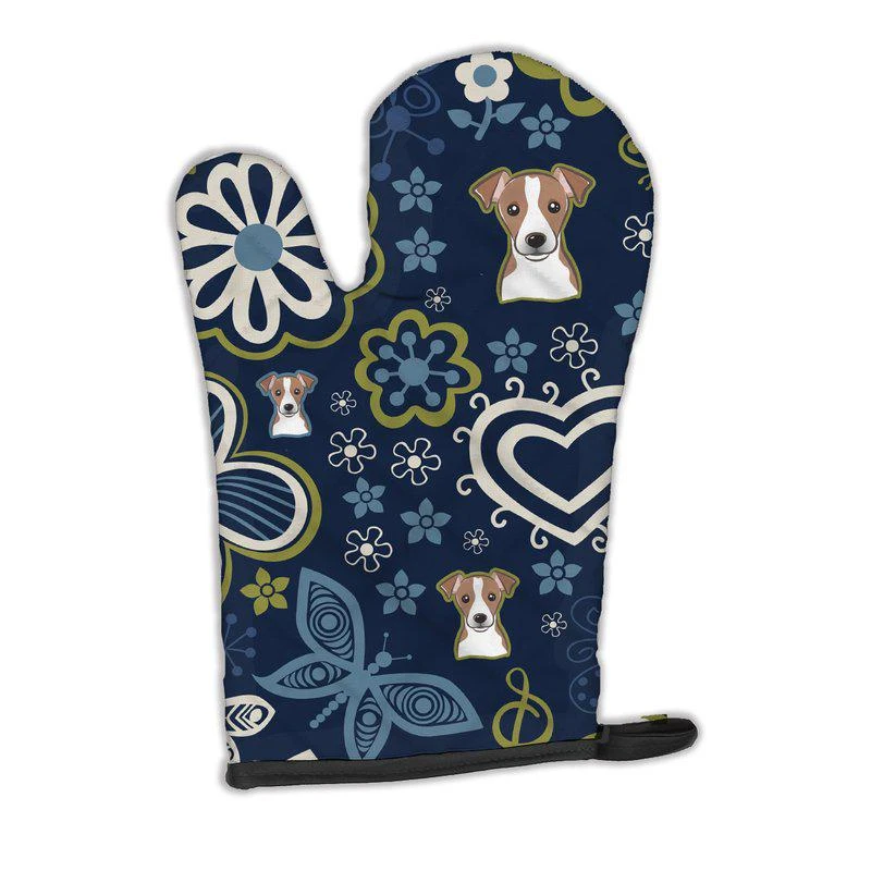 商品Caroline's Treasures|Blue Flowers Jack Russell Terrier Oven Mitt,价格¥157,第1张图片