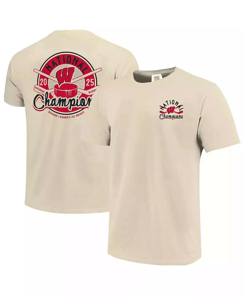 商品Image One|Men's Cream Wisconsin Badgers 2025 NCAA Frozen Four Women's Ice Hockey Tournament Champions Comfort Colors T-Shirt,价格¥260,第1张图片