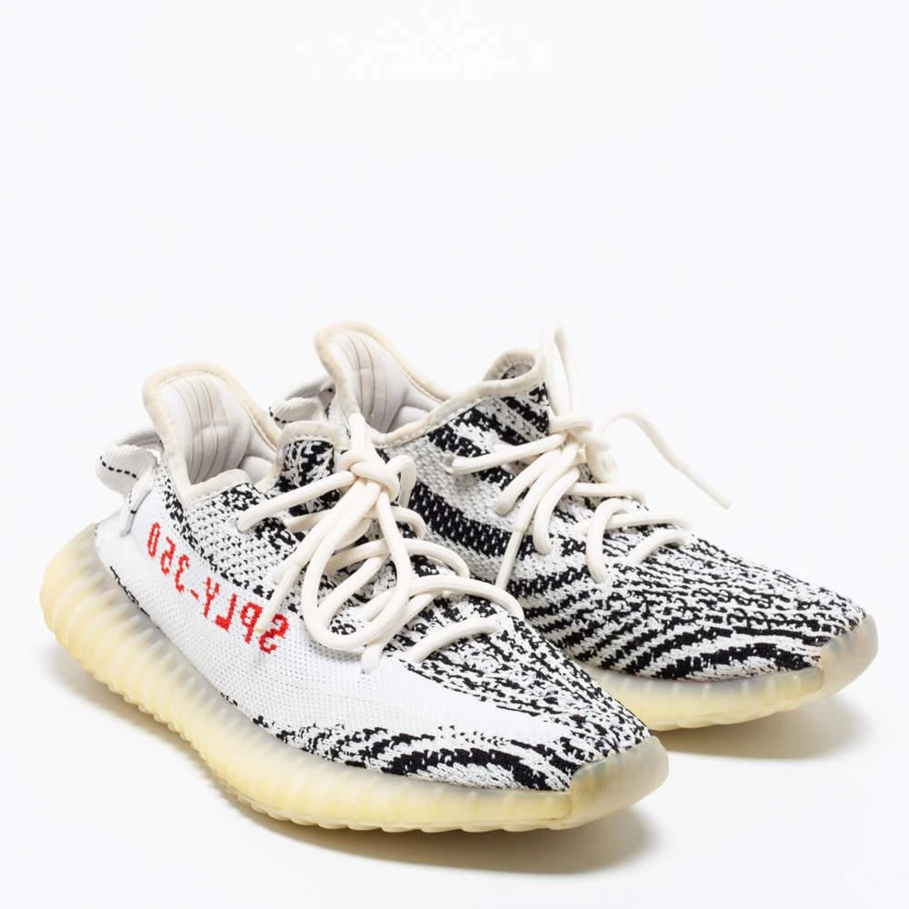 商品[二手商品] YEEZY|Yeezy x adidas White/Black Knit Fabric Boost 350 V2 Zebra Sneakers Size 37 1/3,价格¥1578,第4张图片详细描述