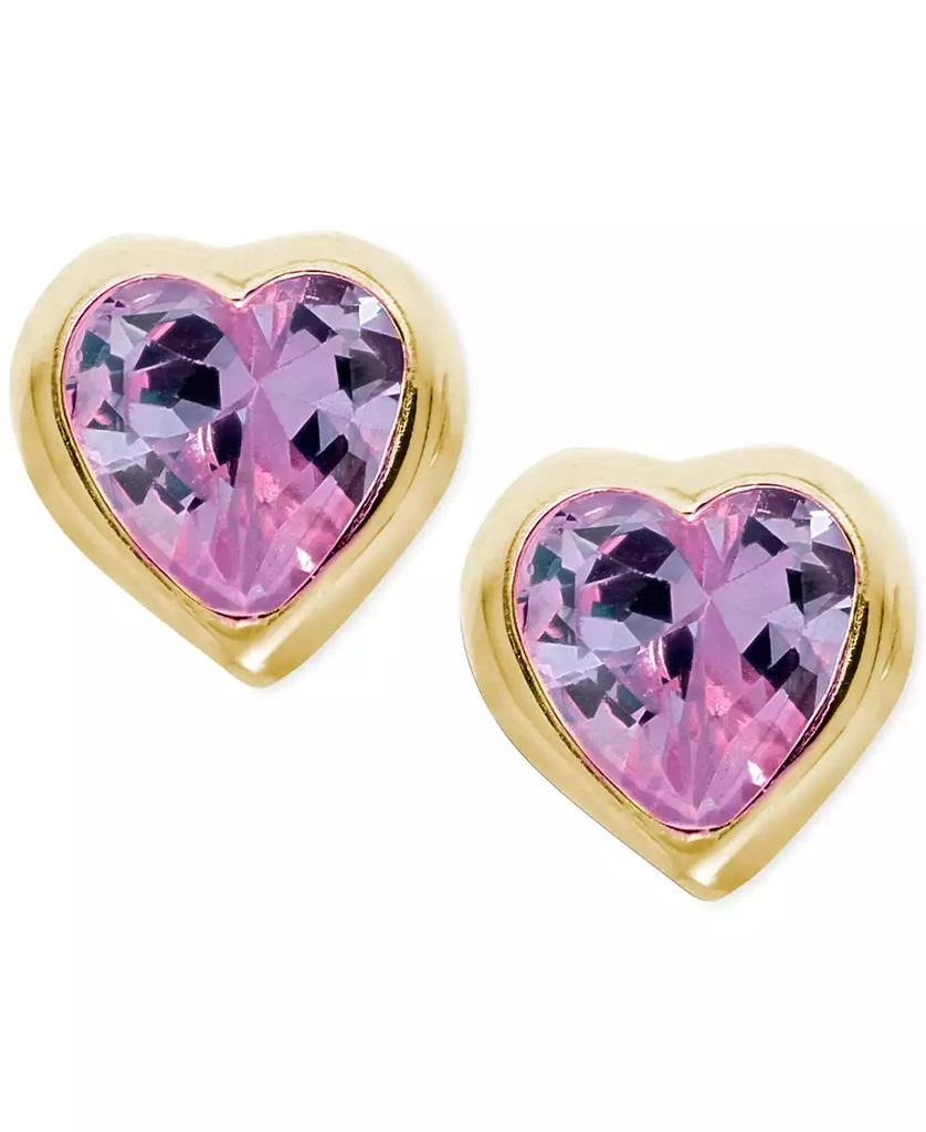 商品Macy's|Children's Purple Cubic Zirconia Heart Earrings in 14k Gold,价格¥576,第1张图片