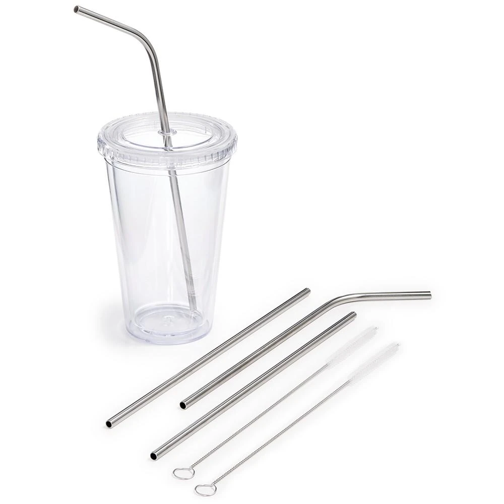 商品Martha Stewart|6-Pc. Reusable Metal Straw & Brush Set, Created for Macy's,价格¥38,第1张图片