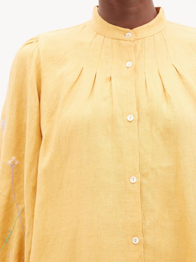 Yseult floral-embroidered linen shirt dress商品第4张图片规格展示