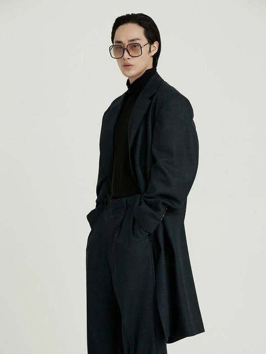 商品sunnus|Wool Three Button Oversized Coat Blue,价格¥3807,第2张图片详细描述