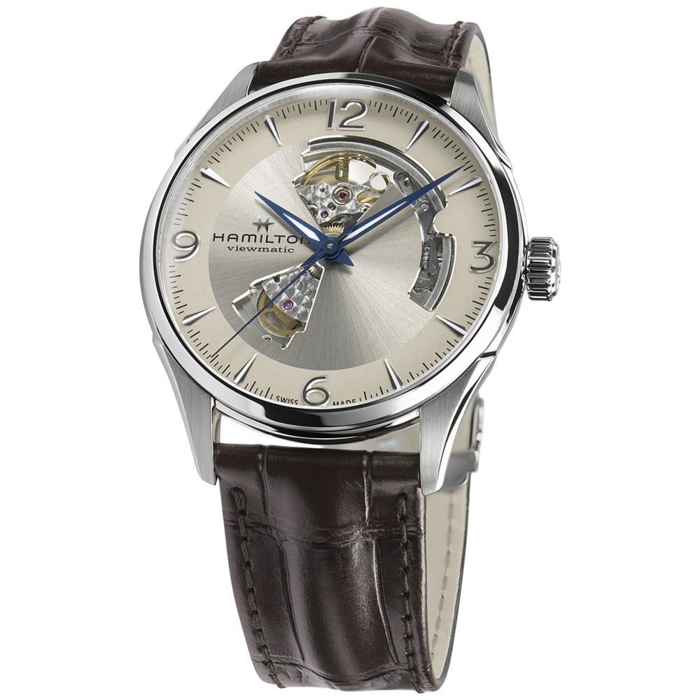 商品Hamilton|Men’s Swiss Automatic Jazzmaster Open Heart Brown Leather Strap Watch 42mm,价格¥7446,第4张图片详细描述