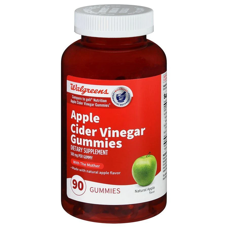 商品Walgreens|Apple Cider Vinegar 500 mg Gummies (90 days) Natural Apple,价格¥141,第1张图片