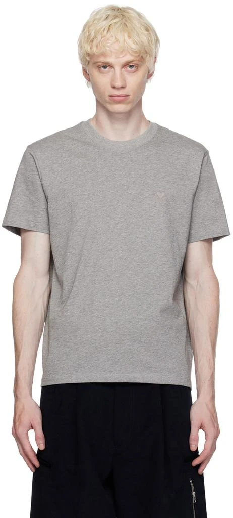商品AMI|Gray Ami de Cœur T-Shirt,价格¥1217,第1张图片