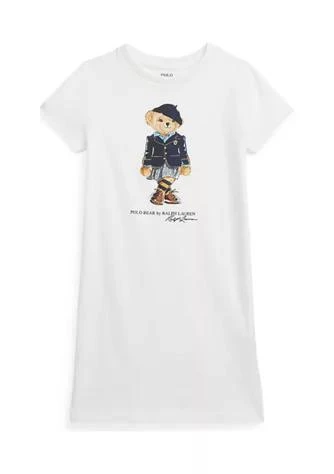 商品Ralph Lauren|Lauren Childrenswear Girls 4 6X Polo Bear Cotton Jersey Graphic T Shirt Dress,价格¥205,第1张图片