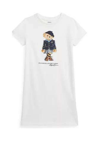 商品Ralph Lauren|Girls 4-6x Polo Bear Cotton Jersey Graphic T-Shirt Dress,价格¥405,第1张图片