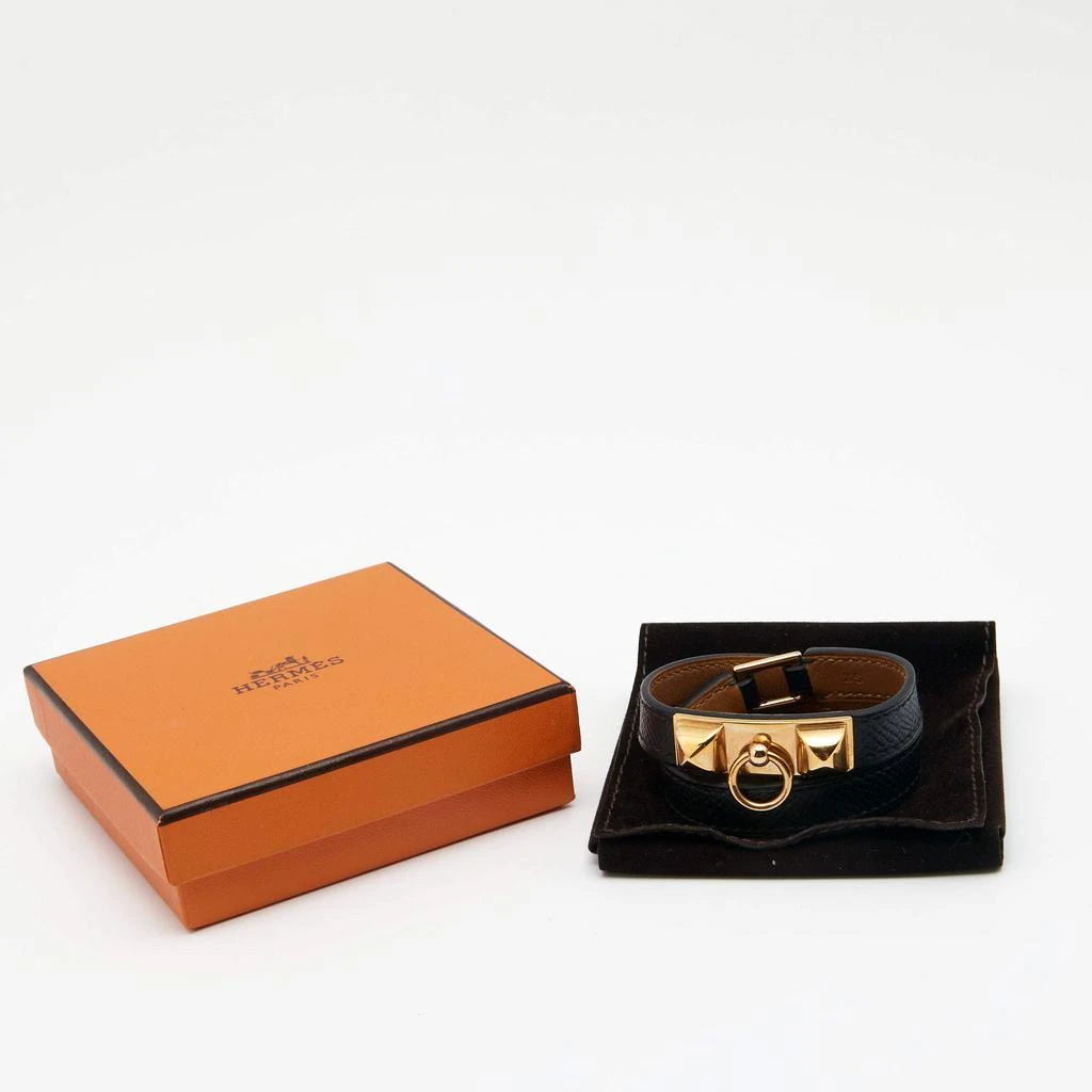 商品[二手商品] Hermes|Hermes Rivale Black Leather Double Tour Bracelet XS,价格¥3297,第5张图片详细描述
