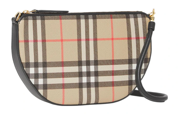 商品[国内直发] Burberry|博柏利 Olympia 系列 Vintag经典格纹印花 棉拼聚氨酯 腋下包半月包单肩手提包 常规 女款 米色,价格¥4859,第4张图片详细描述