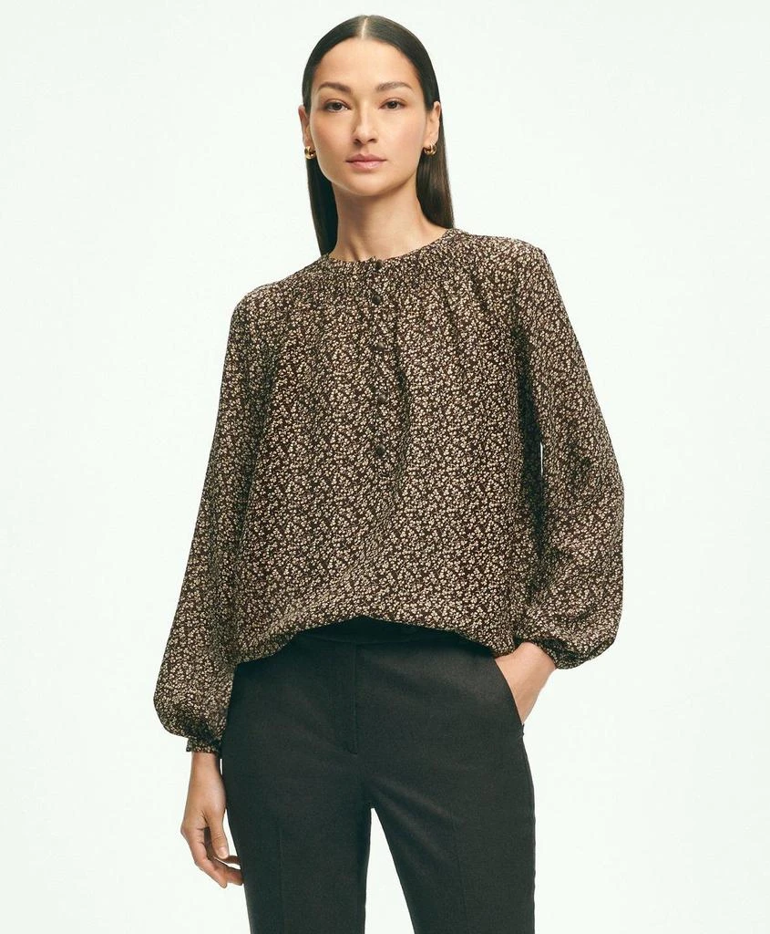 商品Brooks Brothers|Ditsy Print Peasant Blouse,价格¥494,第1张图片