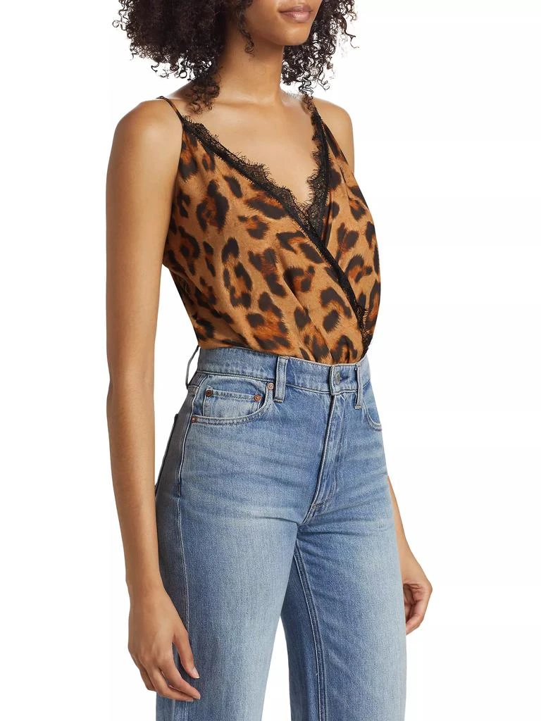 商品L'Agence|Jaxon Leopard Silk Surplice Bodysuit,价格¥795,第4张图片详细描述