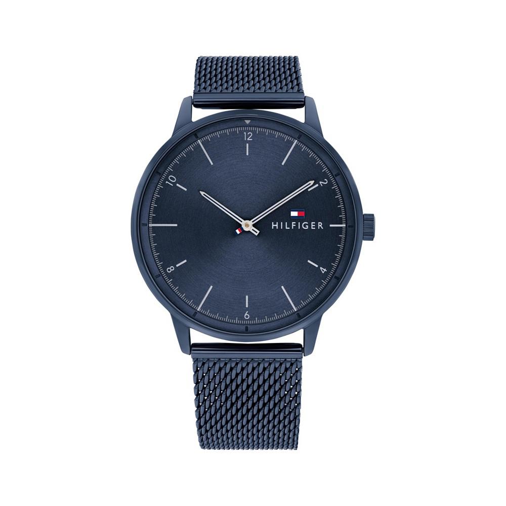 Men's Blue Stainless Steel Mesh Bracelet Watch 43mm商品第2张图片规格展示