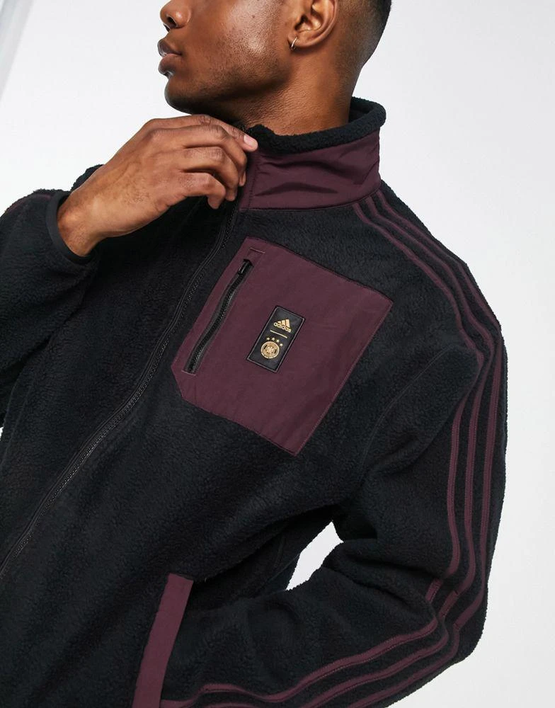 商品Adidas|adidas Football Germany World Cup 2022 Lifestyler fleece jacket in black,价格¥749,第3张图片详细描述