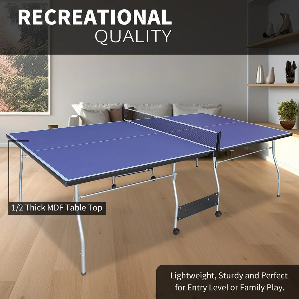 商品Streamdale Furniture|Streamdale Foldable Midsize Table Tennis Table with Paddles,价格¥3715,第4张图片详细描述