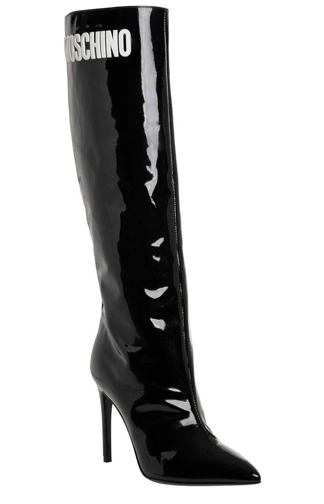 商品Moschino|Moschino Logo Detailed Heeled Pointed-Toe Boots,价格¥3497,第2张图片详细描述