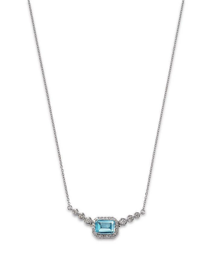 商品Bloomingdale's|Blue Topaz & Diamond Pendant Necklace in 14K White Gold, 18",价格¥17939,第1张图片