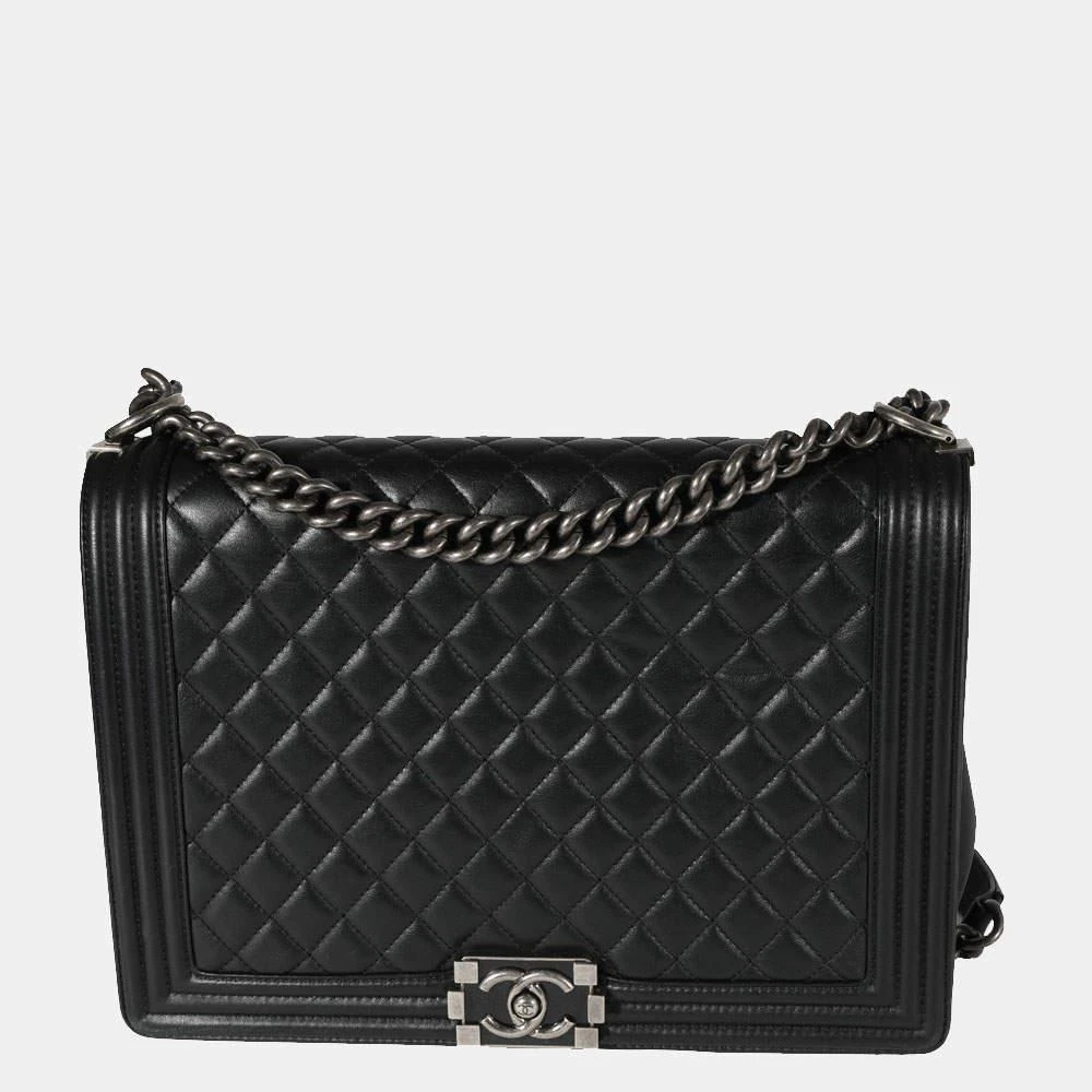 商品[二手商品] Chanel|Chanel Black Quilted Lambskin Leather Large Boy Shoulder Bag,价格¥38194,第1张图片