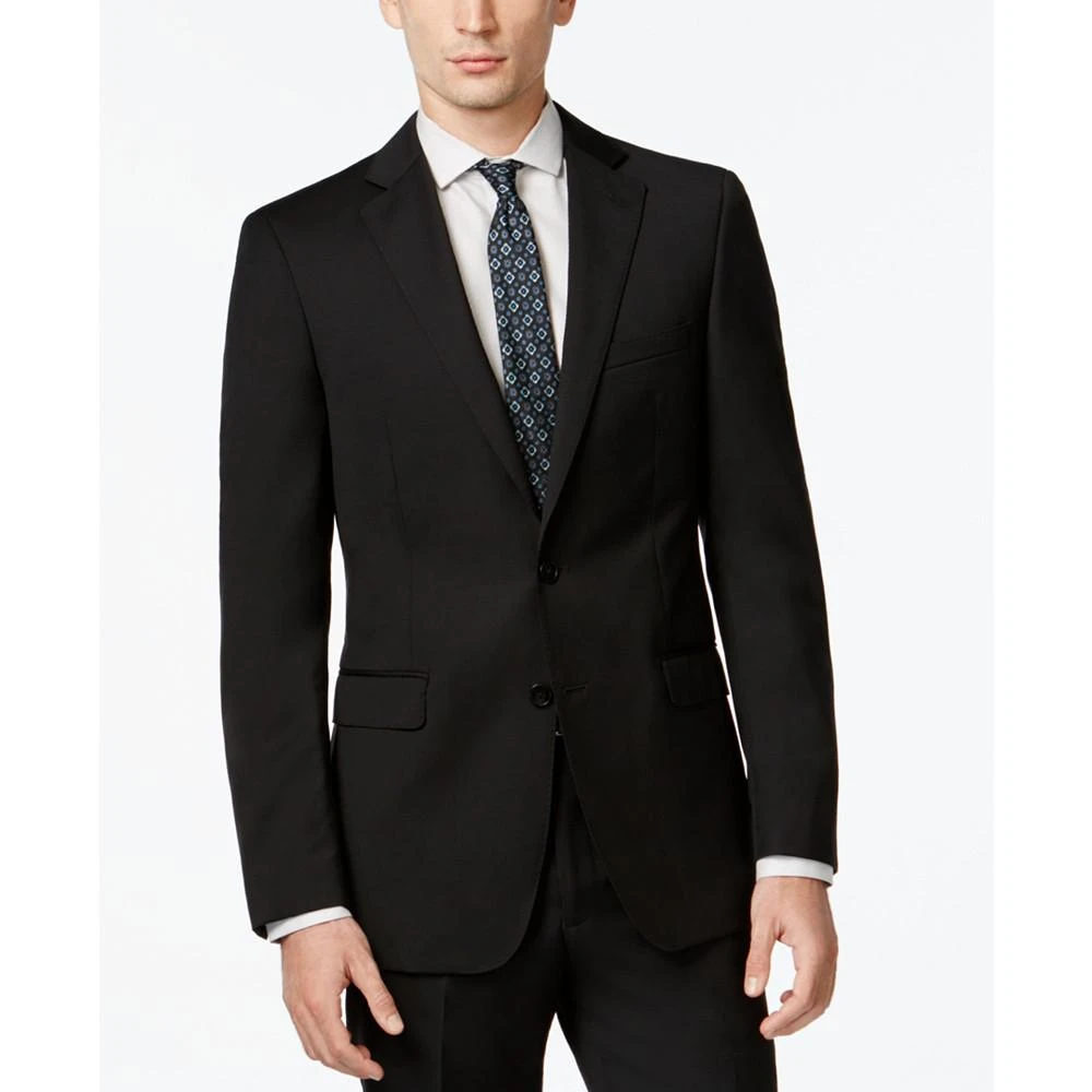 商品Calvin Klein|Solid Wool Black Slim X Fit Suit,价格¥1127,第4张图片详细描述