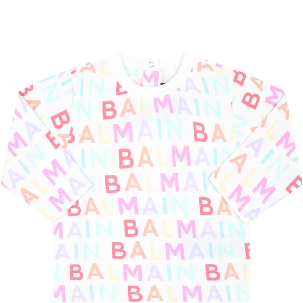 商品Balmain|Balmain White T-shirt For Baby Girl With Logo,价格¥1573,第1张图片