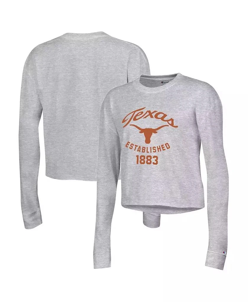 商品CHAMPION|Women's Gray Texas Longhorns Boyfriend Cropped Long Sleeve T-shirt,价格¥270,第1张图片