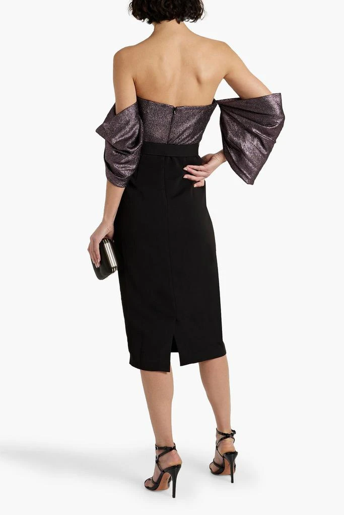 商品Badgley Mischka|Off-the-shoulder lamé-paneled crepe midi dress,价格¥1083,第3张图片详细描述