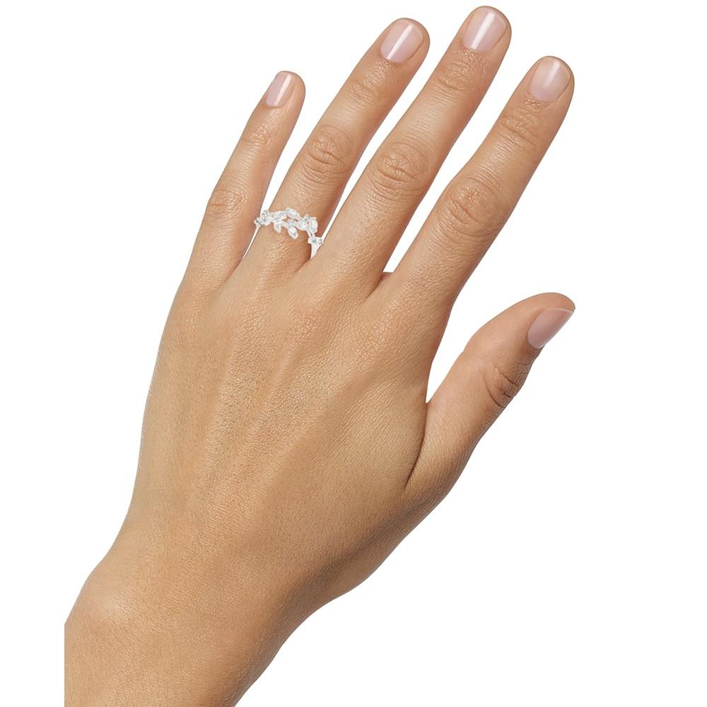 Silver-Tone Marquise-Crystal Leaf Band Ring, Created for Macy's商品第2张图片规格展示