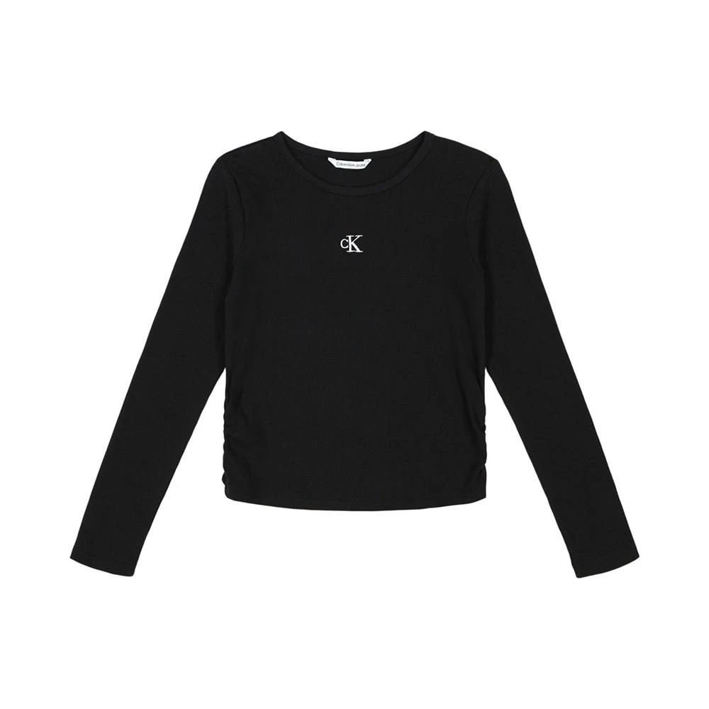 商品Calvin Klein|Big Girls Ribbed Knit Long Sleeved T-shirt,价格¥147,第1张图片详细描述