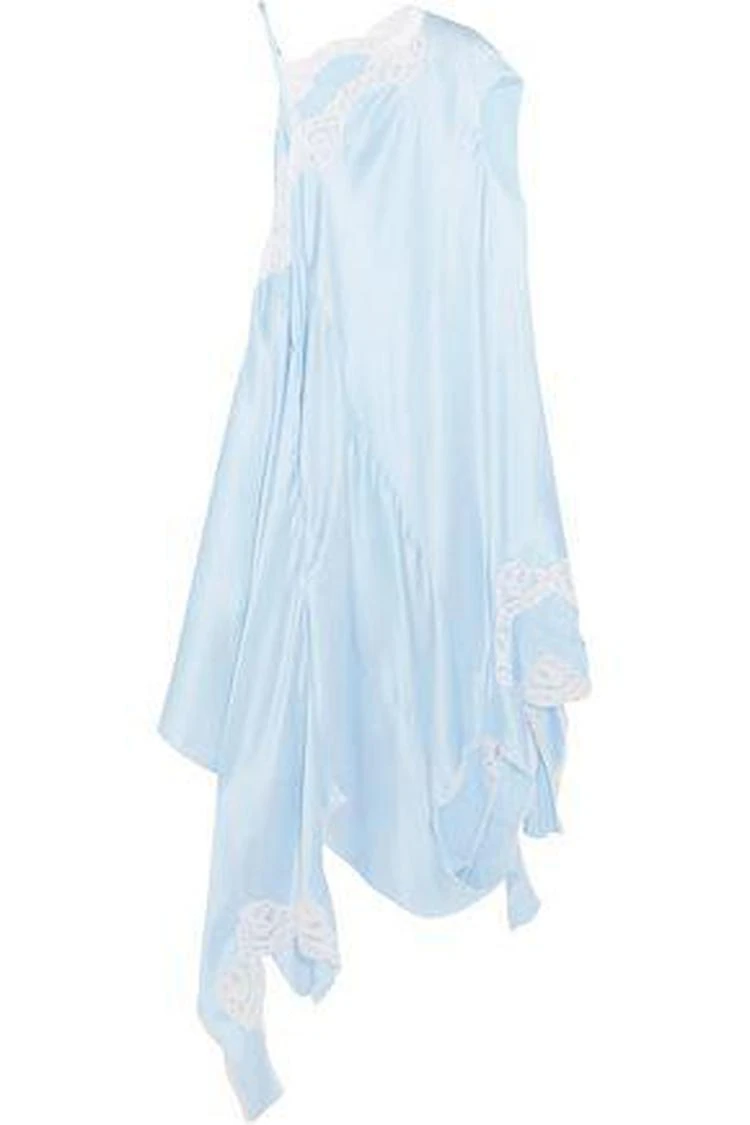 商品Vetements|Asymmetric lace-trimmed silk-satin dress,价格¥3031,第1张图片