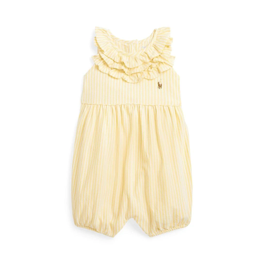 商品Ralph Lauren|Striped Ruffled Mesh Bubble Shortall (Infant),价格¥229,第1张图片