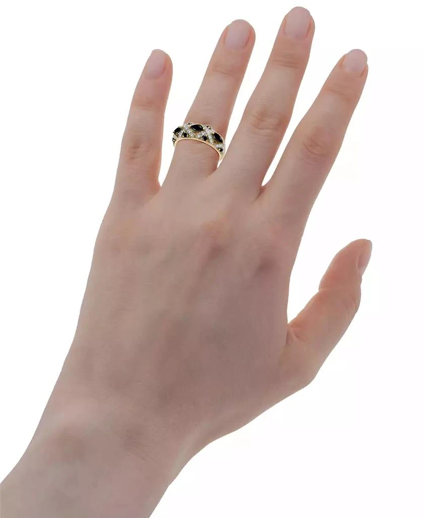 商品Macy's|Onyx & Lab-Grown White Sapphire (1/20 ct. tw.) Cluster Statement Ring in 14k Gold-Plated Sterling Silver,价格¥2968,第2张图片详细描述