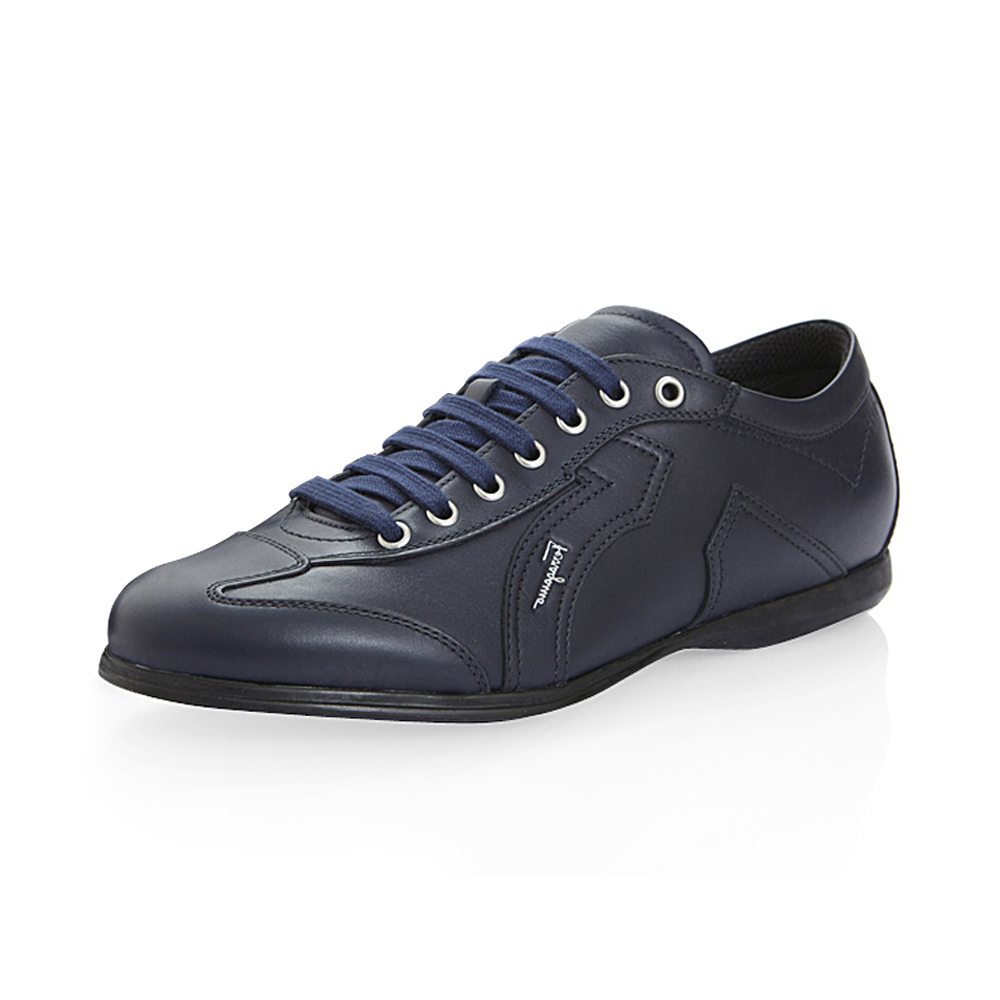 SALVATORE FERRAGAMO 男鞋蓝色牛皮休闲鞋 0523722商品第4张图片规格展示