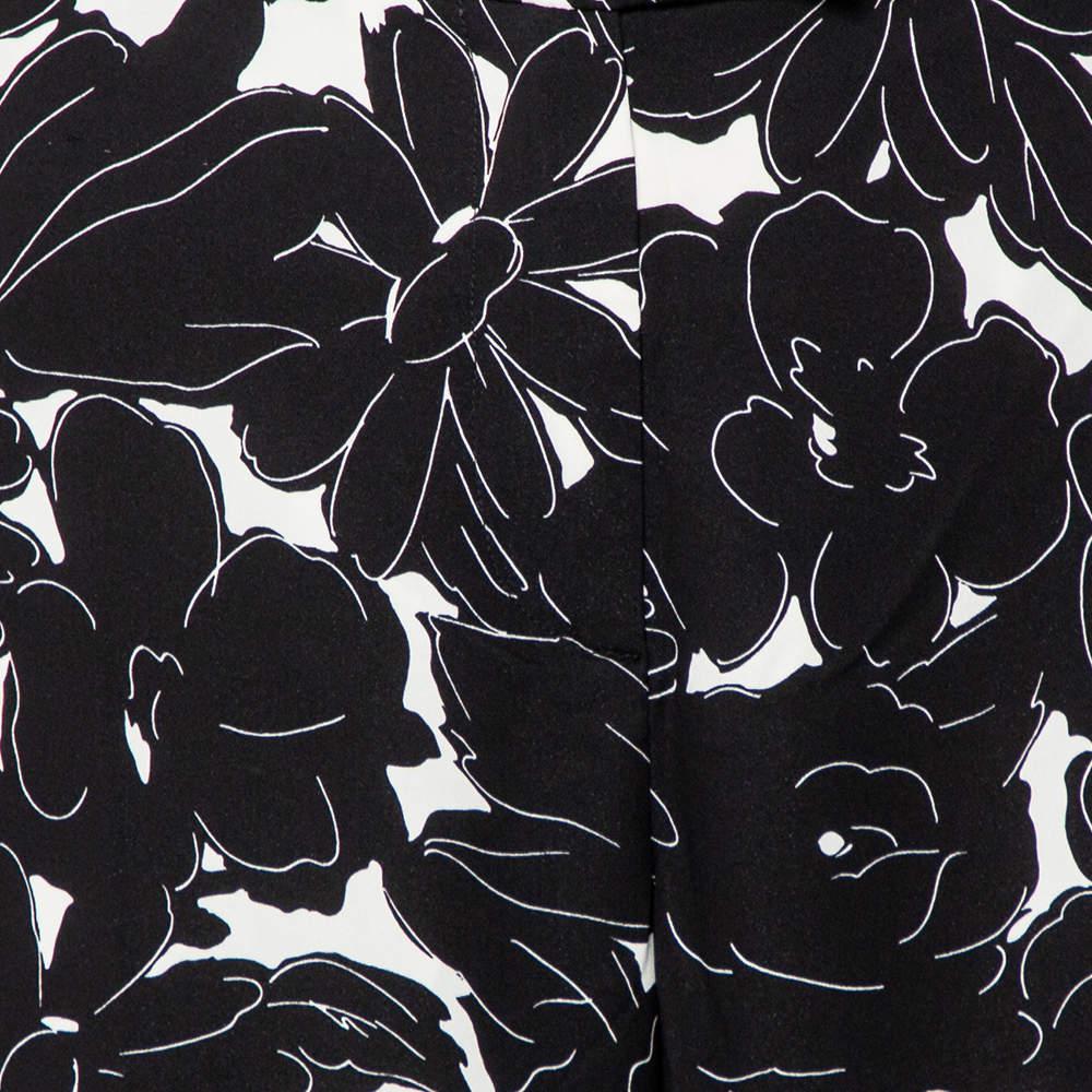 Oscar de la Renta Monochrome Floral Printed Silk Tapered Leg Pants M商品第4张图片规格展示