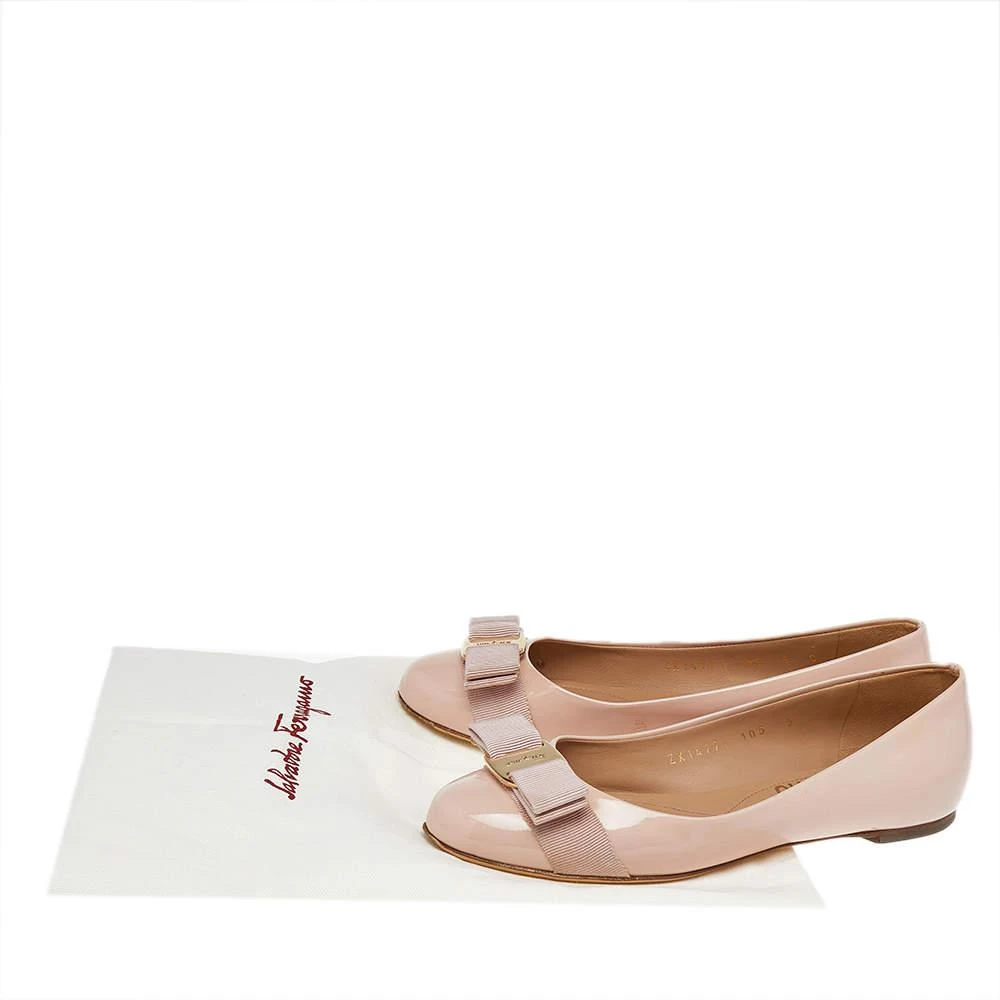 Salvatore Ferragamo Pink Patent Leather Vara Bow Ballet Flats Size 35.5 商品